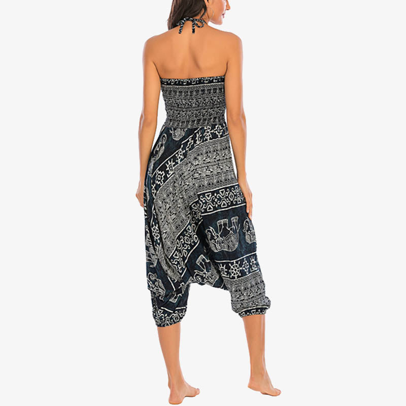 Buddha Stones de dos estilos Patrón de elefante Pantalones de harén holgados ahumados Mono Pantalones de yoga para mujer - image 30