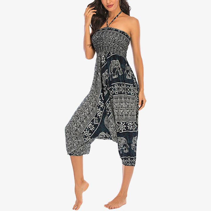 Buddha Stones de dos estilos Patrón de elefante Pantalones de harén holgados ahumados Mono Pantalones de yoga para mujer - image 28
