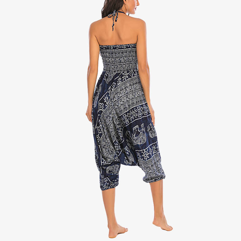 Buddha Stones de dos estilos Patrón de elefante Pantalones de harén holgados ahumados Mono Pantalones de yoga para mujer - image 40