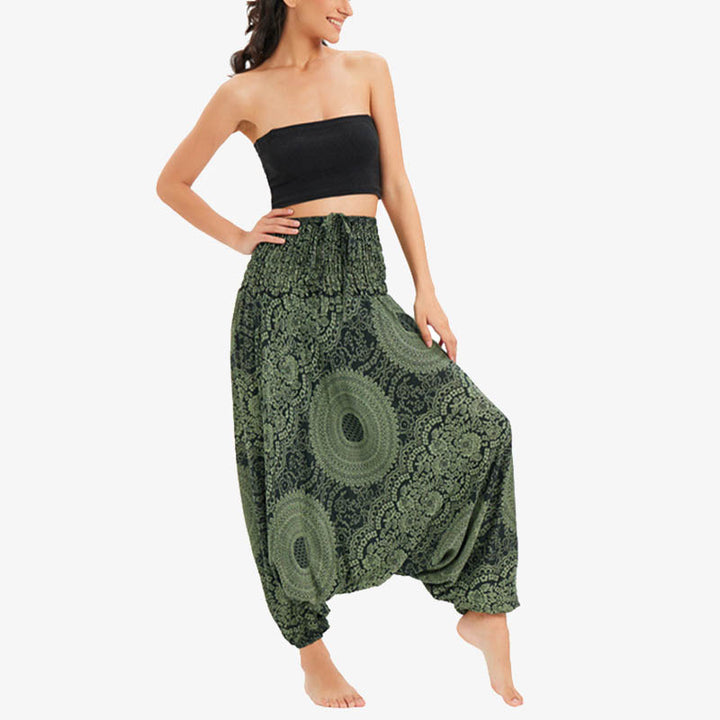 Buddha Stones de dos estilos Redondo Geométrico Suelto Casual Harem Pantalones Mono Pantalones de yoga para mujer - Verde - US2-12, UK/AU6-16, EU34-44 (F) - image 23