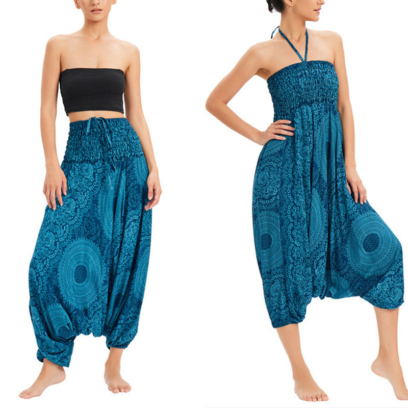 Buddha Stones de dos estilos Redondo Geométrico Suelto Casual Harem Pantalones Mono Pantalones de yoga para mujer - Azul cielo claro: US2-12, UK/AU6-16, EU34-44 (F) - image 0