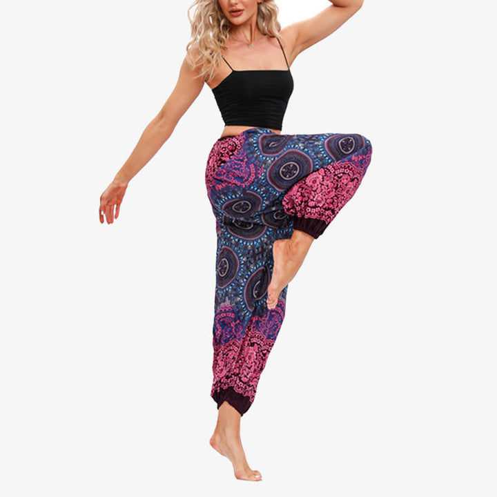 Pantalones de yoga para mujer con Buddha Stones, redondos, geométricos, florales, sueltos - image 3