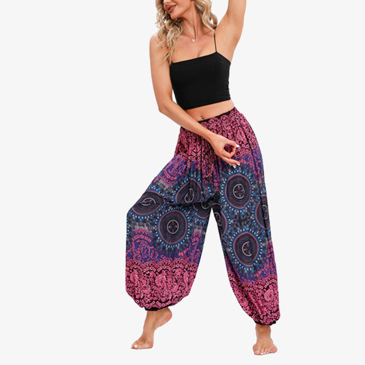 Pantalones de yoga para mujer con Buddha Stones, redondos, geométricos, florales, sueltos - image 2