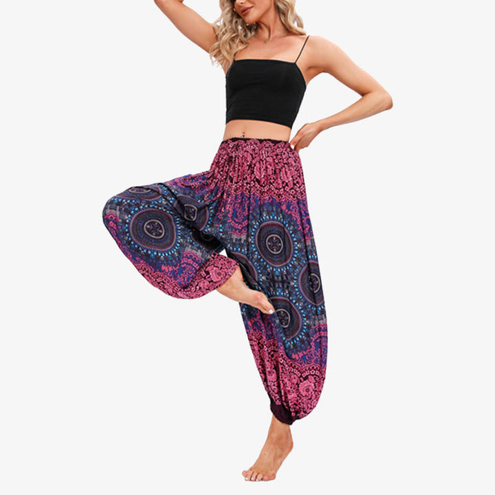 Pantalones de yoga para mujer con Buddha Stones, redondos, geométricos, florales, sueltos - image 1