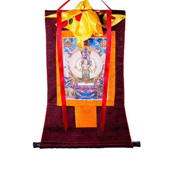 Buddha Stones tibetanas de mil manos Avalokitesvara enmarcadas decoración de bendición Thangka