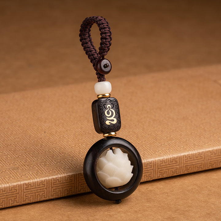Llavero decorativo con Buddha Stones, madera de ébano, semillas de Bodhi y loto para la iluminación.