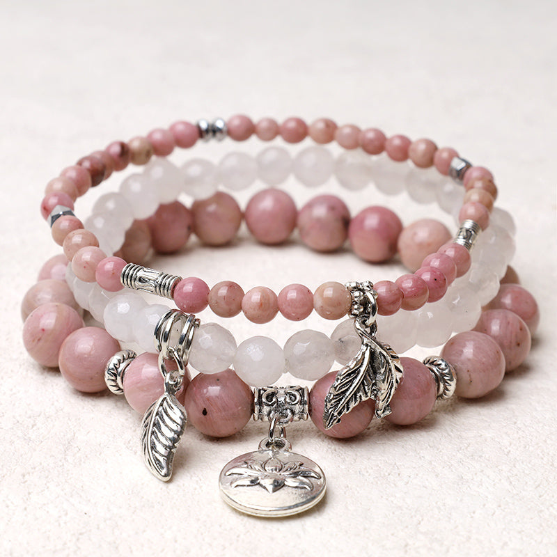 Pulsera de loto de energía curativa con cuentas de cristal de cuarzo natural, 3 uds., Buddha Stones - Cuarzo rosa - image 13