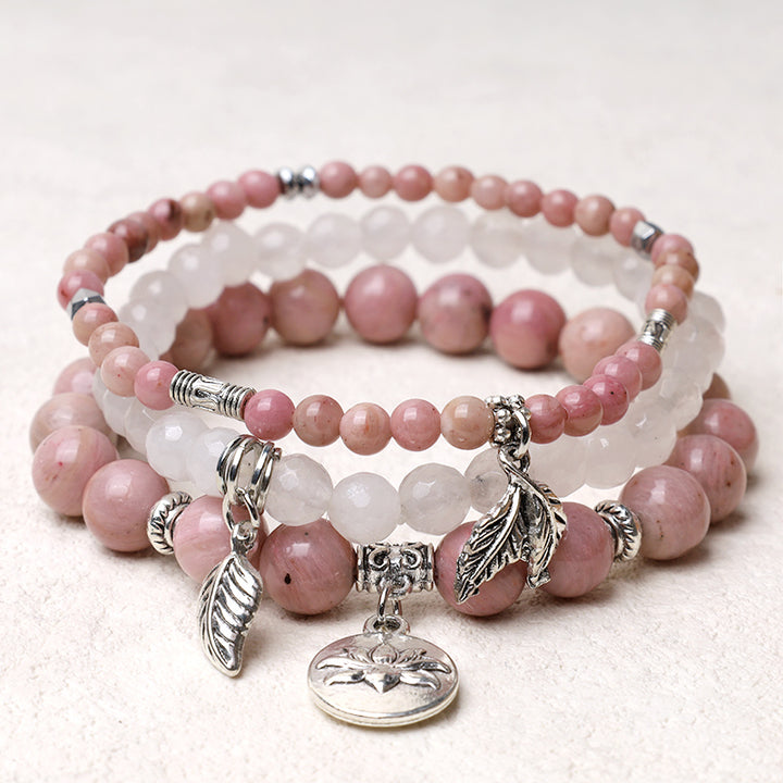 Pulsera de loto de energía curativa con cuentas de cristal de cuarzo natural, 3 uds., Buddha Stones - Cuarzo rosa - image 13