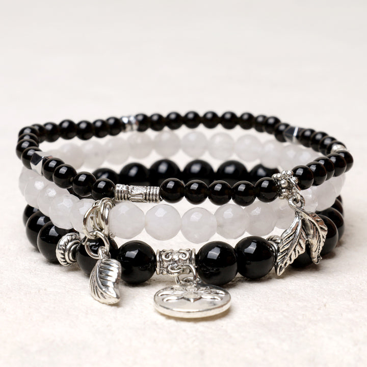 Pulsera de loto de energía curativa con cuentas de cristal de cuarzo natural, 3 uds., Buddha Stones - Obsidiana negra - image 8