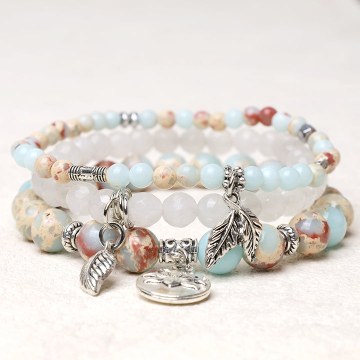 Pulsera de loto de energía curativa con cuentas de cristal de cuarzo natural, 3 uds., Buddha Stones - Jaspe de sedimentos marinos - image 30