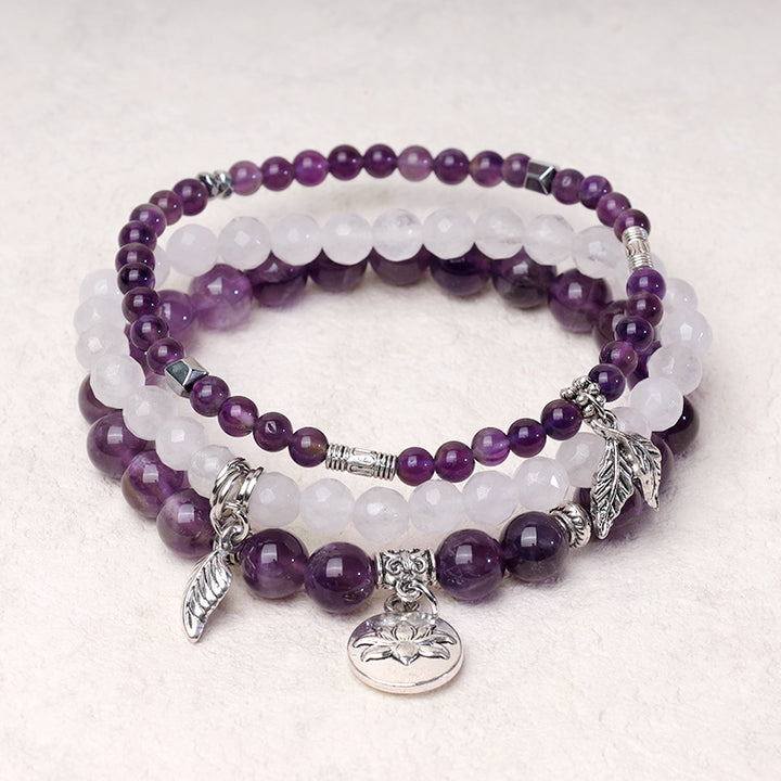 Pulsera de loto de energía curativa con cuentas de cristal de cuarzo natural, 3 uds., Buddha Stones - image 2