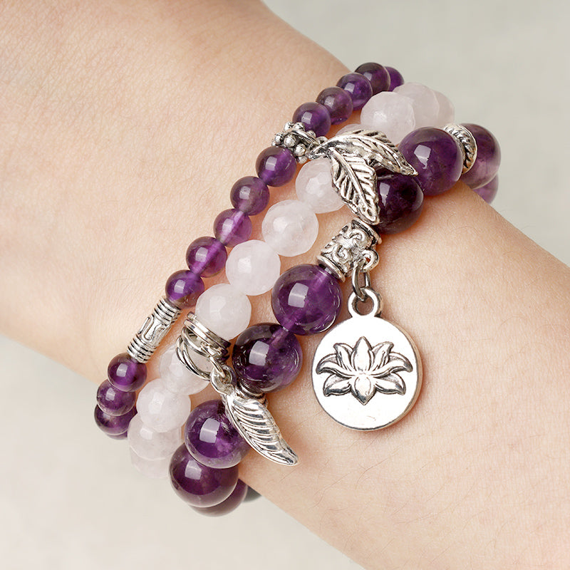 Pulsera de loto de energía curativa con cuentas de cristal de cuarzo natural, 3 uds., Buddha Stones - image 6
