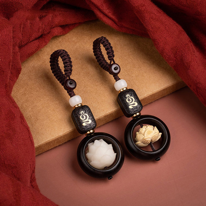 Llavero decorativo con Buddha Stones, madera de ébano, semillas de Bodhi y loto para la iluminación.