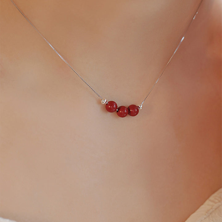 Colgante de collar con cuentas de cinabrio de plata de ley 925 con Buddha Stones - image 3