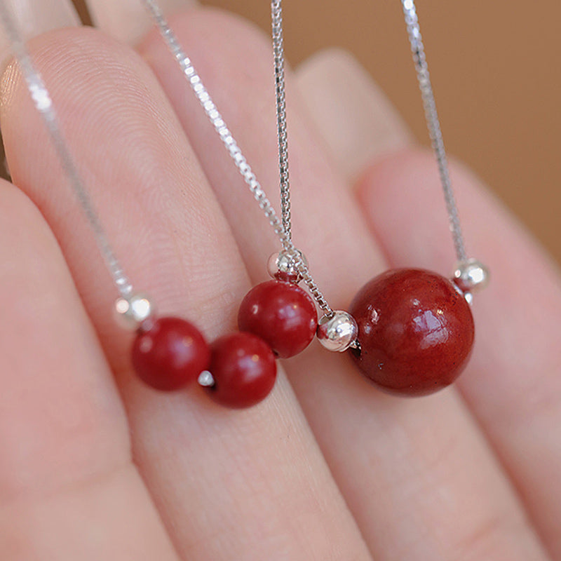 Colgante de collar con cuentas de cinabrio de plata de ley 925 con Buddha Stones - image 7