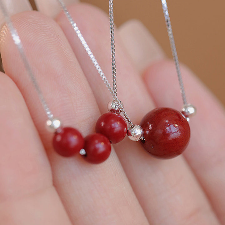 Colgante de collar con cuentas de cinabrio de plata de ley 925 con Buddha Stones - image 7