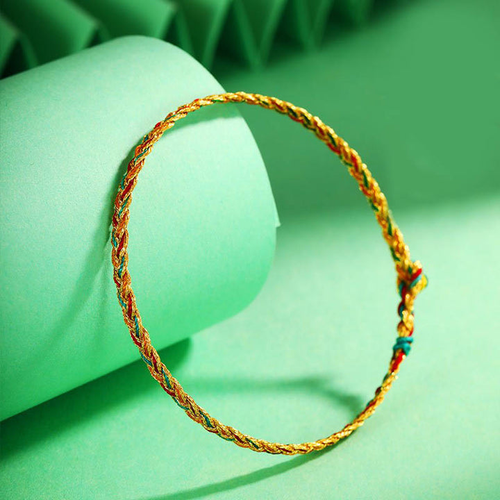 Pulsera de hilo trenzado con diseño de escamas de dragón multicolor hecha a mano con Buddha Stones - image 1