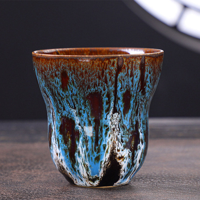 Taza de café de cerámica con diseño de cambio de horno Vintage de Buddha Stones , taza de té de 150ml - Azul Blanco 7,5 cm * 7,5 cm * 150ml - image 2