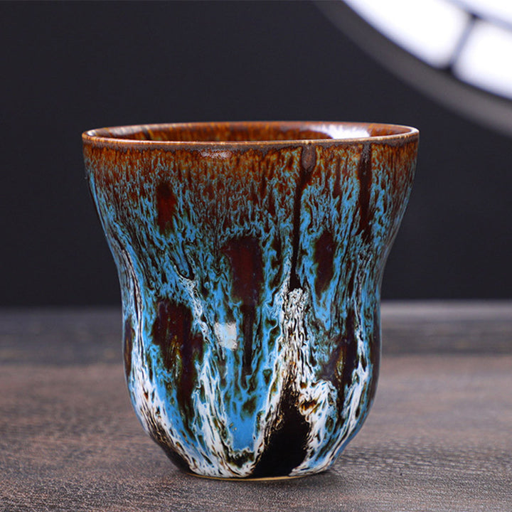 Taza de café de cerámica con diseño de cambio de horno Vintage de Buddha Stones , taza de té de 150ml - Azul Blanco 7,5 cm * 7,5 cm * 150ml - image 2