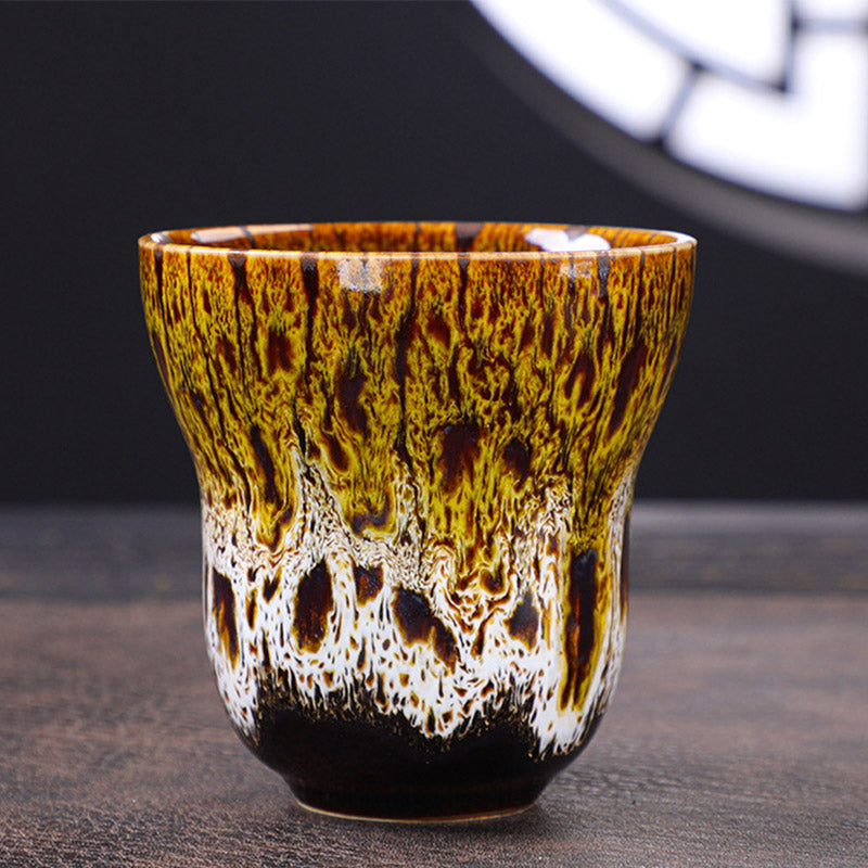 Taza de café de cerámica con diseño de cambio de horno Vintage de Buddha Stones , taza de té de 150ml - Amarillo Blanco 7,5 cm * 7,5 cm * 150ml - image 10