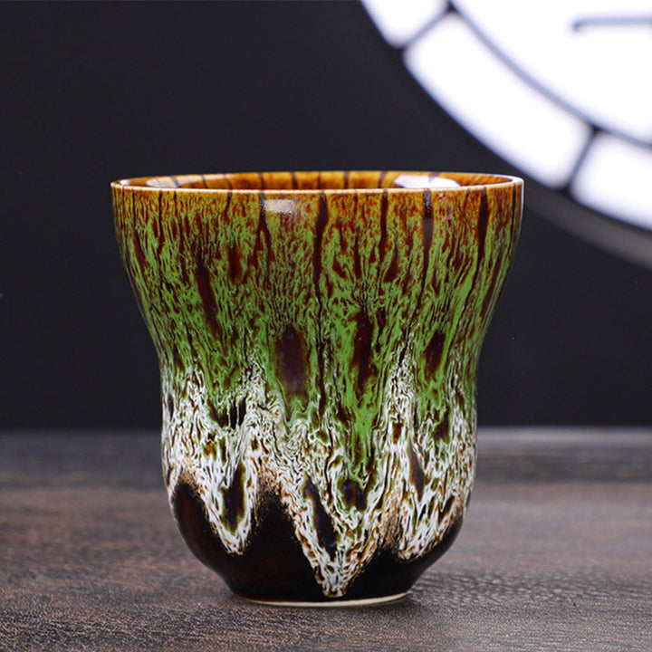 Taza de café de cerámica con diseño de cambio de horno Vintage de Buddha Stones , taza de té de 150ml - Verde Blanco 7,5 cm * 7,5 cm * 150ml - image 9