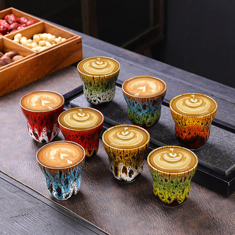 Taza de café de cerámica con diseño de cambio de horno Vintage de Buddha Stones , taza de té de 150ml - image 0