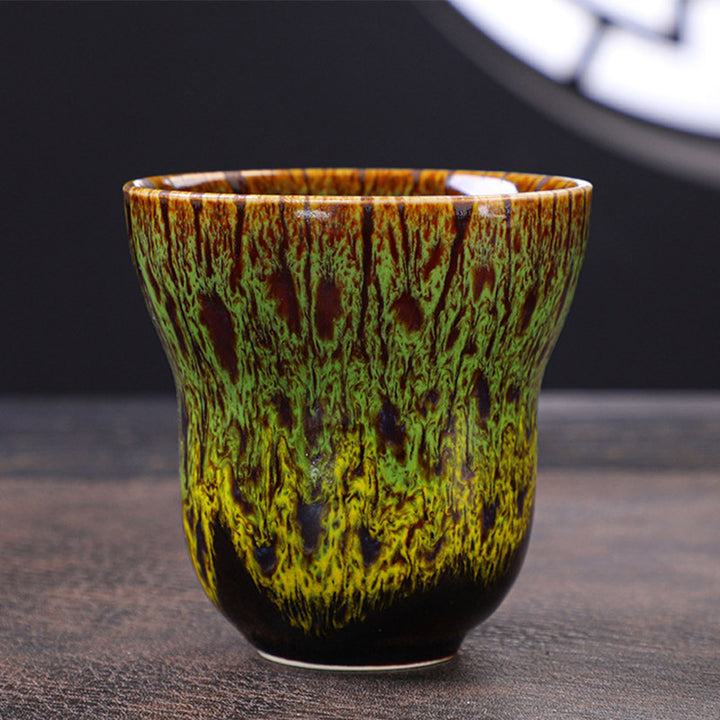 Taza de café de cerámica con diseño de cambio de horno Vintage de Buddha Stones , taza de té de 150ml - Verde 7,5 cm * 7,5 cm * 150 ml - image 15