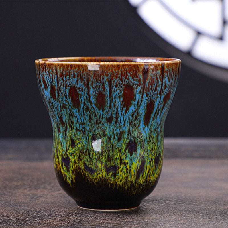 Taza de café de cerámica con diseño de cambio de horno Vintage de Buddha Stones , taza de té de 150ml - Azul Amarillo 7,5 cm * 7,5 cm * 150ml - image 16