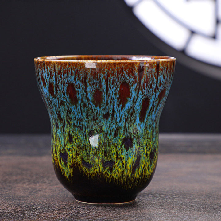 Taza de café de cerámica con diseño de cambio de horno Vintage de Buddha Stones , taza de té de 150ml - Azul Amarillo 7,5 cm * 7,5 cm * 150ml - image 16
