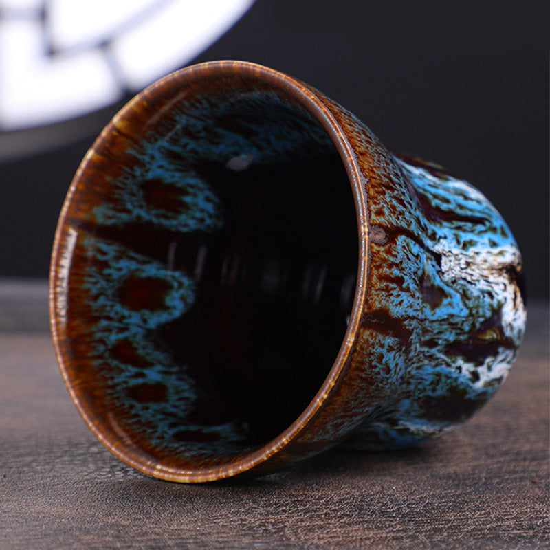 Taza de café de cerámica con diseño de cambio de horno Vintage de Buddha Stones , taza de té de 150ml - image 4
