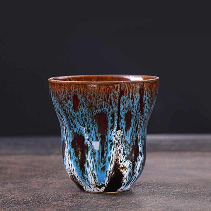 Taza de café de cerámica con diseño de cambio de horno Vintage de Buddha Stones , taza de té de 150ml - image 6