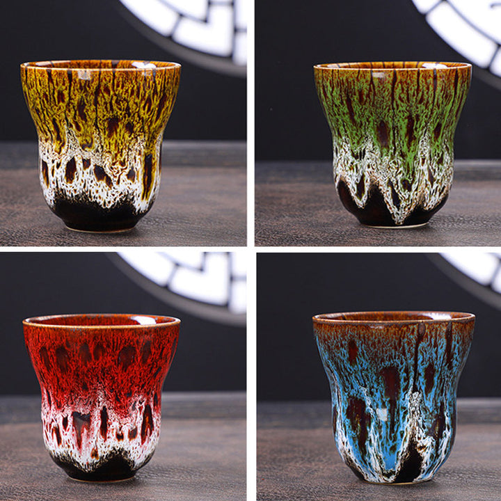 Taza de café de cerámica con diseño de cambio de horno Vintage de Buddha Stones , taza de té de 150ml - image 18