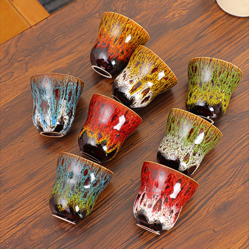Taza de café de cerámica con diseño de cambio de horno Vintage de Buddha Stones , taza de té de 150ml - image 17