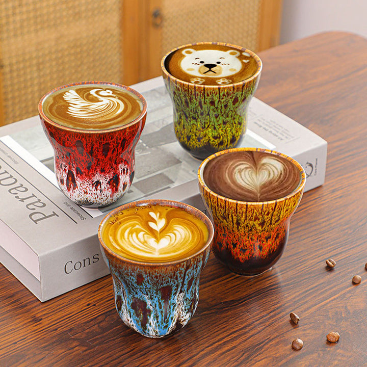 Taza de café de cerámica con diseño de cambio de horno Vintage de Buddha Stones , taza de té de 150ml - image 21