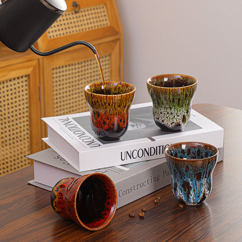 Taza de café de cerámica con diseño de cambio de horno Vintage de Buddha Stones , taza de té de 150ml - image 20