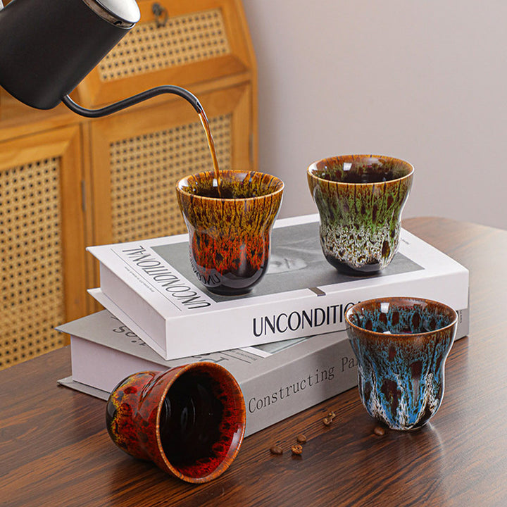 Taza de café de cerámica con diseño de cambio de horno Vintage de Buddha Stones , taza de té de 150ml - image 20
