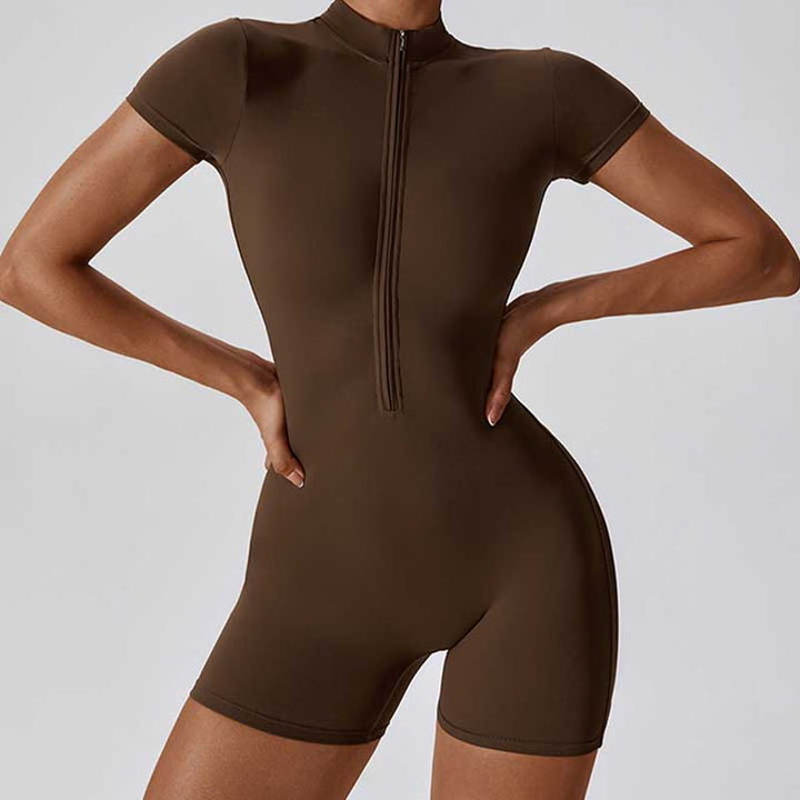 Mono de manga corta con cremallera elástica alta con Buddha Stones , mono deportivo para mujer, Yoga y Fitness - image 26