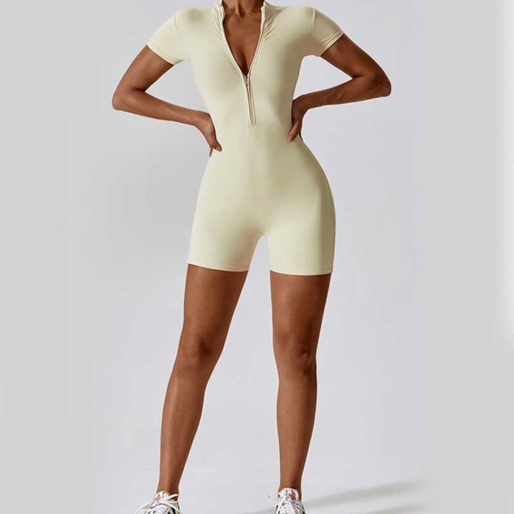 Mono de manga corta con cremallera elástica alta con Buddha Stones , mono deportivo para mujer, Yoga y Fitness - image 36