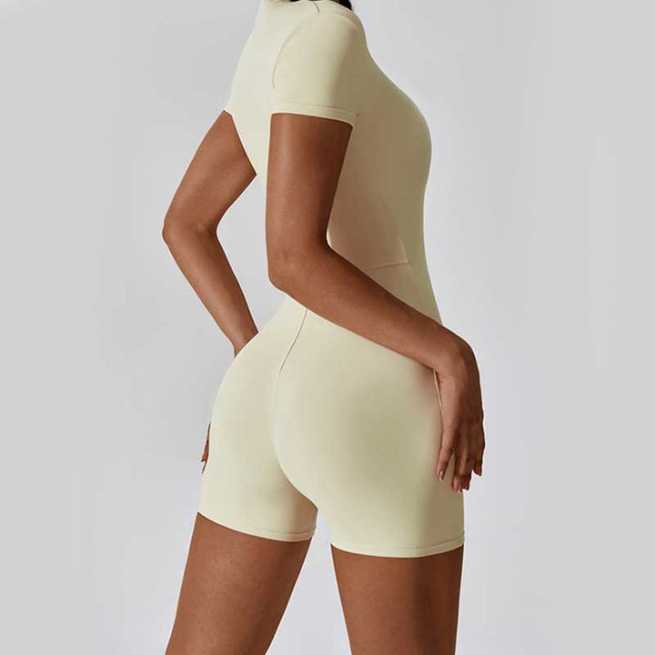 Mono de manga corta con cremallera elástica alta con Buddha Stones , mono deportivo para mujer, Yoga y Fitness - image 34