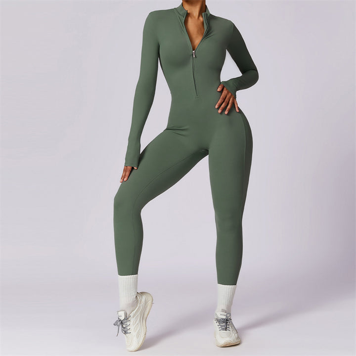 Buddha Stones Mujer Cremallera Manga Larga Shapewear Mono Deportes Fitness Yoga Body - Verde - US8-10, UK/AU12-14, EU40-42 (XL) - image 35