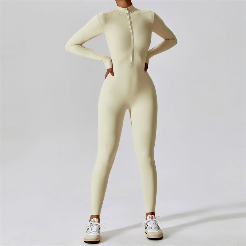 Buddha Stones Mujer Cremallera Manga Larga Shapewear Mono Deportes Fitness Yoga Body - Beige - US8-10, UK/AU12-14, EU40-42 (XL) - image 29