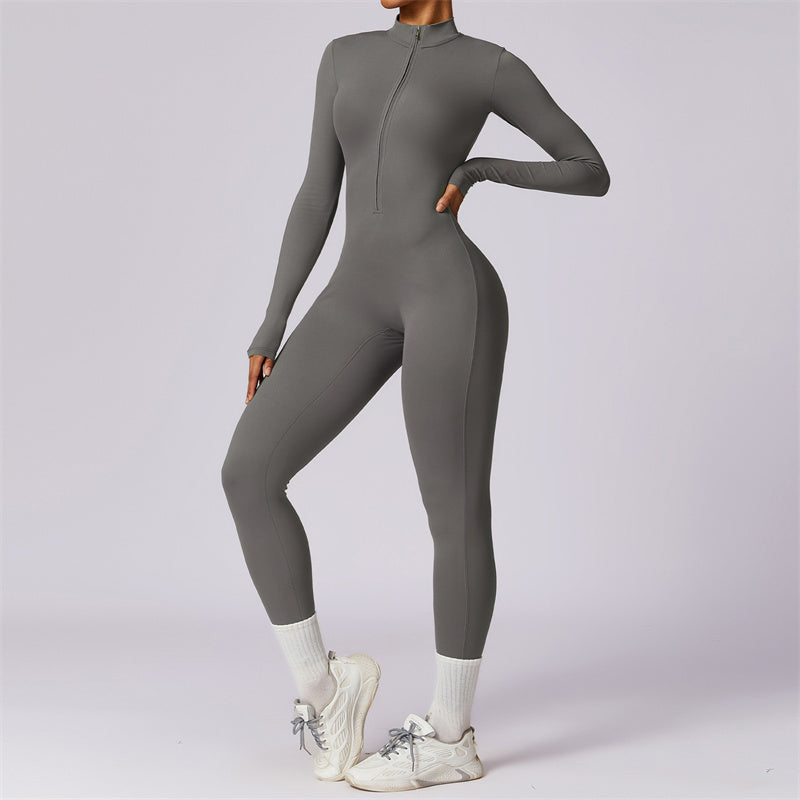 Buddha Stones Mujer Cremallera Manga Larga Shapewear Mono Deportes Fitness Yoga Body - Gris - US8-10, UK/AU12-14, EU40-42 (XL) - image 37