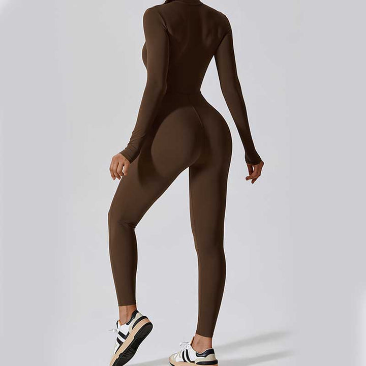 Buddha Stones Mujer Cremallera Manga Larga Shapewear Mono Deportes Fitness Yoga Body - image 3