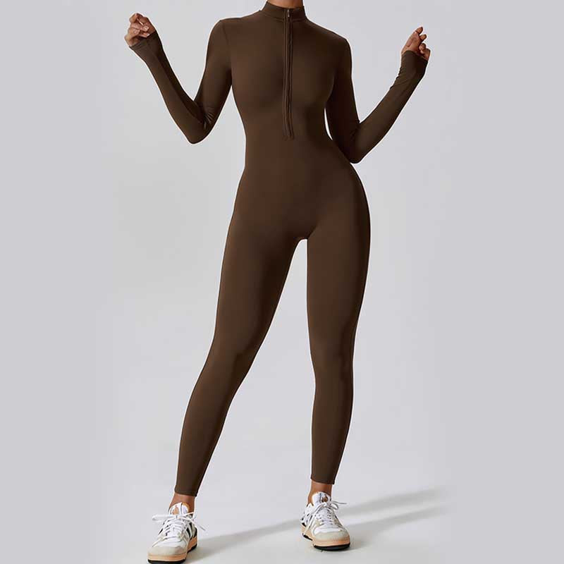 Buddha Stones Mujer Cremallera Manga Larga Shapewear Mono Deportes Fitness Yoga Body - image 4