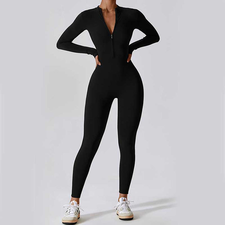 Buddha Stones Mujer Cremallera Manga Larga Shapewear Mono Deportes Fitness Yoga Body - image 15