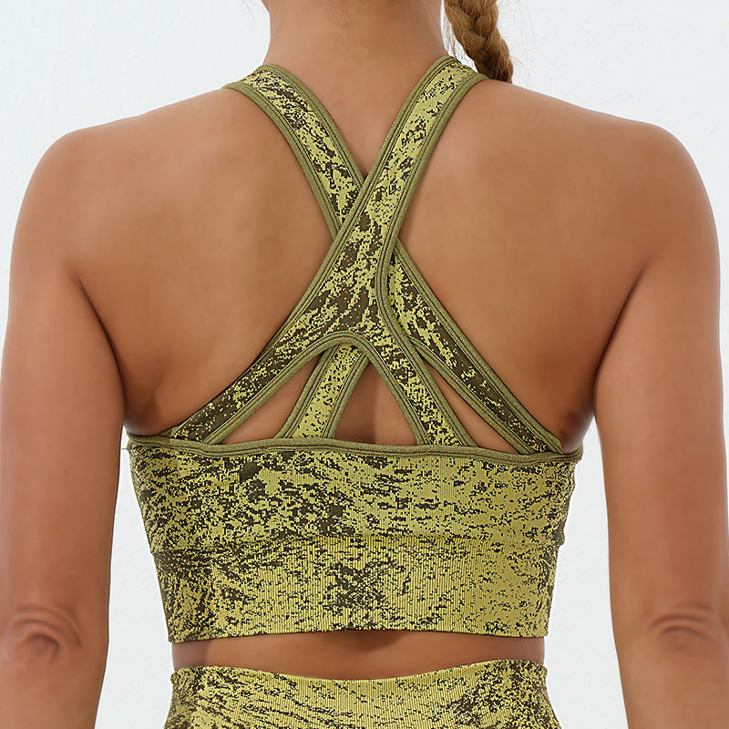 Buddha Stones Sin Costuras Fitness Crop Tank Top Cintura Alta Polainas Pantalones Deportes Gimnasio Yoga Trajes