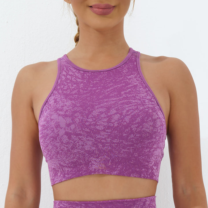 Buddha Stones Sin Costuras Fitness Crop Tank Top Cintura Alta Polainas Pantalones Deportes Gimnasio Yoga Trajes