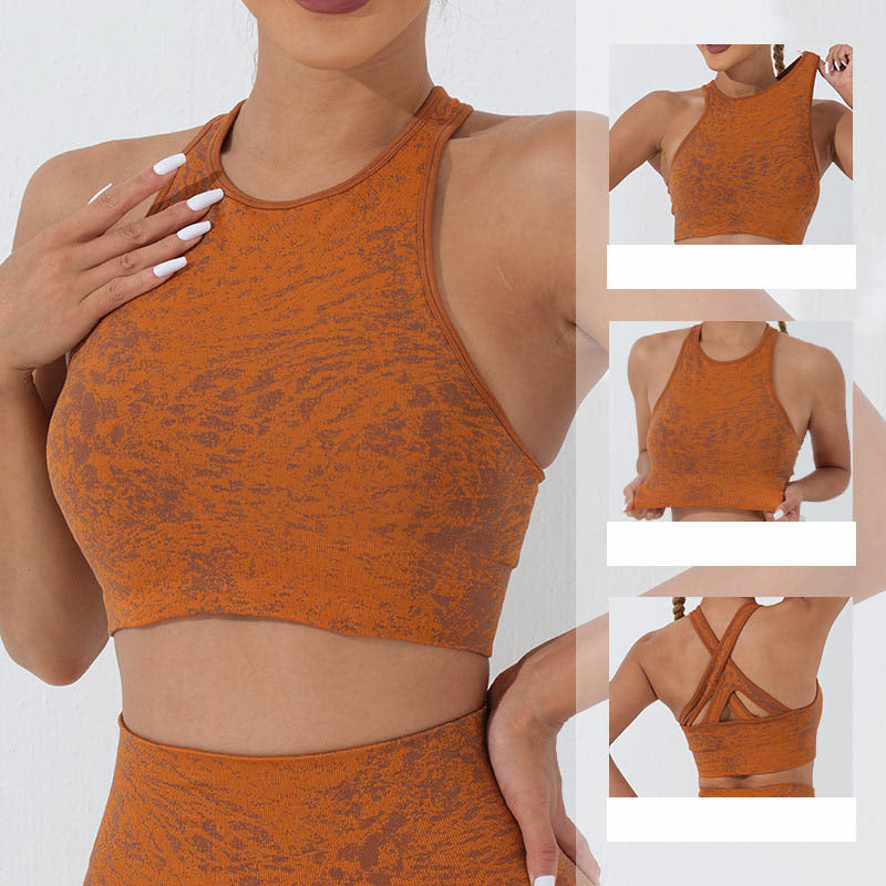 Buddha Stones Sin Costuras Fitness Crop Tank Top Cintura Alta Polainas Pantalones Deportes Gimnasio Yoga Trajes