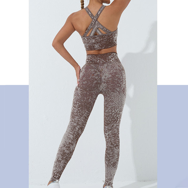 Buddha Stones Sin Costuras Fitness Crop Tank Top Cintura Alta Polainas Pantalones Deportes Gimnasio Yoga Trajes