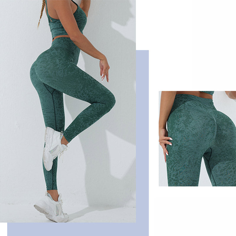 Buddha Stones Sin Costuras Fitness Crop Tank Top Cintura Alta Polainas Pantalones Deportes Gimnasio Yoga Trajes